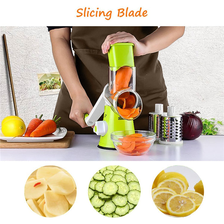 tabletop drum grater manual rotary vegetable slicer cutter kitchen vegetable cheese grater chopper with 3 sharp stainless steel drums